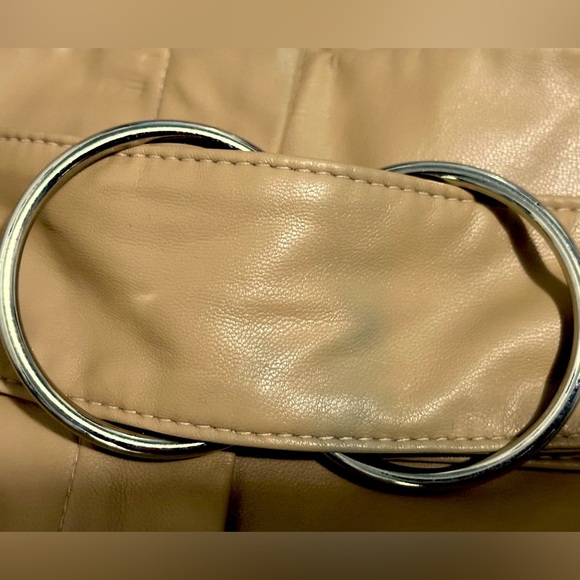 076 INTERMIX | EUC Joanna Belted Vegan Tan Leather Midi Skirt (Size 2) - Picture 7 of 11